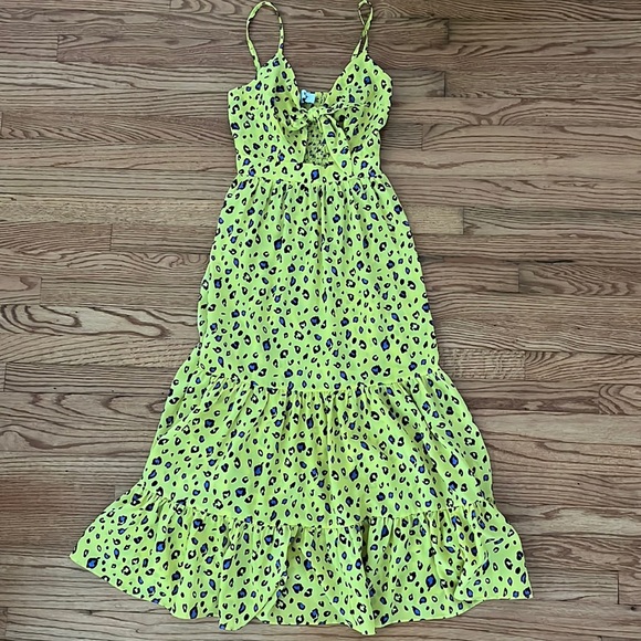 Jade Sky Yellow Black Leopard Animal Print Maxi Dress (Size M) - Picture 6 of 11